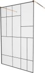 MEXEN/S - Kyoto samostatne stojaca sprchová zástena 100 x 200 cm, transparent/čierna vzor 8 mm, ružové zlato 800-100-002-60-78
