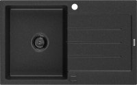 MEXEN/S MEXEN/S - Bruno granitový drez 1-miska s odkvapkávačom 795 x 495 mm, čierna/strieborná mét 6513791010-73-B