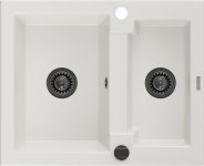MEXEN/S MEXEN/S - Carlos s granitový drez 1.5 582 x 475 mm, biela, + čierny sifón 6518581500-20-B