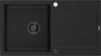 MEXEN/S MEXEN/S - Leo granitový drez 1-miska s odkvapkávačom 900 x 500 mm, čierny, čierny sifón 6501901010-77-B