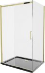 MEXEN/S - Omega sprchovací kút 100x80 cm, transparent, zlatá + čierna vanička so sifónom 825-100-080-50-00-4070G