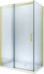 MEXEN/S - Omega sprchovací kút posuvný 140x100, sklo transparent, zlatá + vanička 825-140-100-50-00-4010