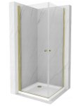 MEXEN/S - PRETORIA duo sprchovací kút 70 x 70 cm, transparent, zlatá + vanička vrátane sifónu 852-070-070-50-02-4010G