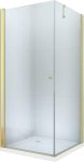 MEXEN/S - Pretoria obdĺžnikový sprchovací kút 90x70 cm, transparent, zlatý + vanička 852-090-070-50-00-4010