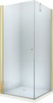 MEXEN/S - Pretoria obdĺžnikový sprchovací kút 90x70, transparent, zlatý + vanička 852-090-070-50-00-4010