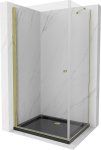 MEXEN/S - Pretória sprchovací kút 100x80 cm, transparent, zlatá + sprchová vanička vrátane sifónu 852-100-080-50-00-4070G