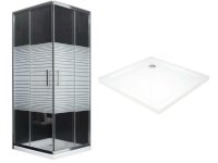MEXEN/S - Rio Sprchovací kút štvorcový 90x90 cm, transparent / dekor, chróm + vanička so sifónom 860-090-090-01-20-4010