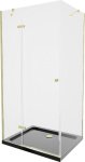 MEXEN/S - Roma sprchovací kút 90x100 cm, transparent, zlatá + čierna vanička so sifónom 854-090-100-50-00-4070G