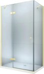 MEXEN/S - Roma sprchovací kút otvárací 80x100 cm, sklo transparent, zlatá + vanička 854-080-100-50-00-4010