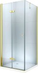 MEXEN/S - Sprchovací kút zalamovací Lima 100x70 cm, sklo číre, zlatý + vanička 856-100-070-50-00-4010