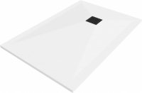 MEXEN/S - Stone+ obdĺžniková sprchová vanička 110 x 90 cm, biela, mriežka čierna 44109011-B
