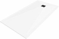 MEXEN/S - Stone+ obdĺžniková sprchová vanička 160 x 90 cm, biela, mriežka čierna 44109016-B