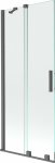 MEXEN/S - Velar Dvojkrídlová posuvná vaňová zástena 85 x 150 cm, transparent, šedá kartáčovaná 896-085-000-01-66