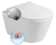 SAPHO - AVVA závesná WC misa s bidet. spŕškou, Rimless, 35,5x53 cm, biela 100312
