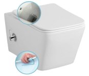 SAPHO - PORTO CLEANWASH závesná WC misa Rimless, integrovaná batéria a bidetová spŕška 36x52 cm, biela PZ102RX