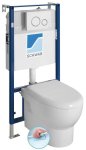 Závesné WC ABSOLUTE Rimless s podomietkovou nádržkou a tlačidlom Schwab, biela 10AB02002-SET5