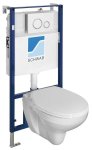 Závesné WC TAURUS s podomietkovou nádržkou a tlačidlom Schwab, biela LC1582-SET5