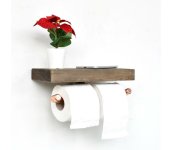 Asir Držiak toaletného papiera s policou BORU 12x30 cm smrek/medená 