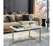 Asir Konferenčný stolík MERIDETHS 45x92 cm zlatá/biela 