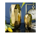 HowHomely Keramická váza ALICE 25x11 cm zlatá 