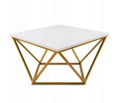 HowHomely Konferenčný stolík CURVED 62x62 cm zlatá/biela 