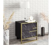  Noční stolík POLKA 51,8x50 cm zlatá/čierna 