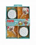 TORO Papierové košíčky na muffiny + napichovadlá 24ks TORO vianočná sova