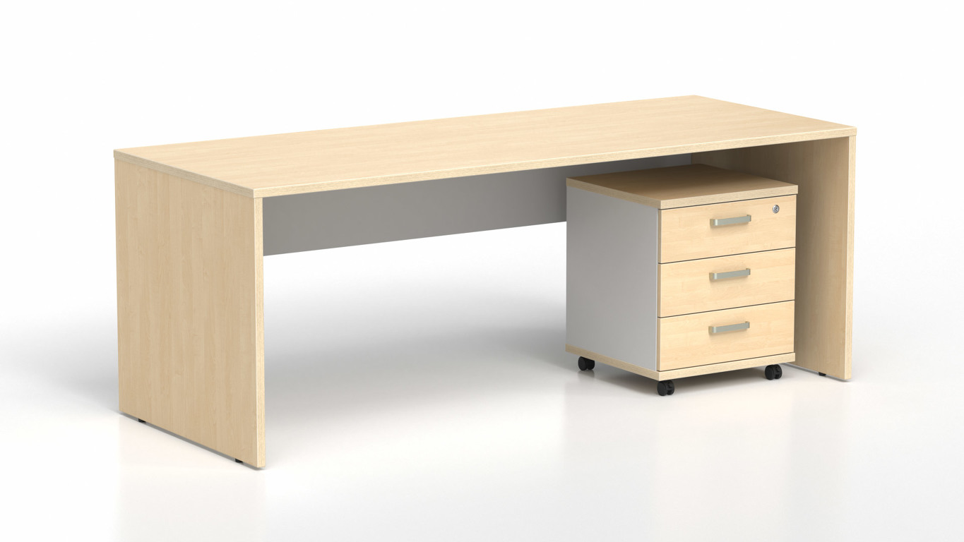 DREVONA33 Kancelársky stôl LUTZ 200x80 breza + biela